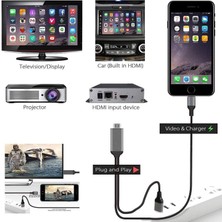 Byrist Apple Lightning Tüm Modeller ile Uyumlu Siyah/kırmızı iPhone / iPad Uyumlu Hdtv - Görüntü Aktarım Kablosu