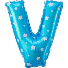 Kidspartim V Harf Mavi Folyo Balon 16 Inç 40 cm