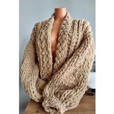 Zuviel Deco Bej Puffy Polar Chunky Hırka, Ceket