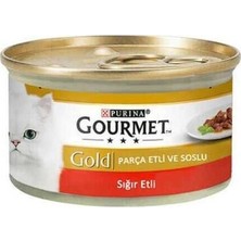 2 Adet Gourmet Gold Parça Etli Sığır Etli Kedi Konservesi 85 gr