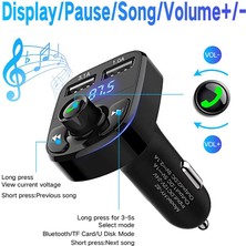 Byrist Fm Transmitter Oto Çakmaklık Araç Kiti Bluetooth Kablosuz USB Mp3 Hafıza Kartı Dahili Mikrofon 3.1A Hızlı Şarj