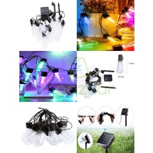 Epazzar 10'lu Multibulb Ampul 8 Fonksiyonlu Festival Kamp Bahçe Solar Panelli LED Işık Dizeleri Multicolor