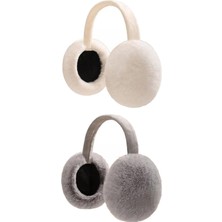 2pcs Peluş Kış Kış Kulak Isıtıcı Katlanabilir Sıcak Kulak Muffs Kayak Balıkçılık Kulaklıkları Beyaz Gri (Yurt Dışından)