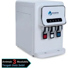 Evora Tezgah Üstü Sebil 3 Musluklu  (Sıcak, Normal, Soğuk) Arıtmalı  Beyaz Su Sebili