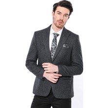 Wessi Sivri Yaka Tek Düğme Füme Slim Fit Ceket  Wessi
