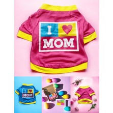 Kemique Annelere Hediye, Hediye Paketli, I Love Mom Pink, Oval Yaka Tişört Kedi Kıyafeti,elbisesi Anneler Günü, Anne