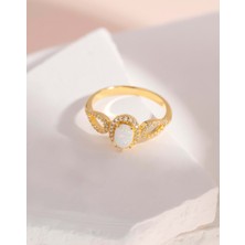 Else Silver Beyaz Oval Opal Taşlı Gümüş Yüzük - 17
