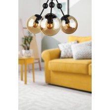 Begüsa Delf 3'lü Avize Siyah Bal Cam