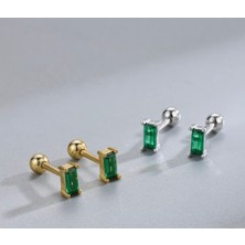 By Dilek Çetin Accessory Çelik Yeşil Baget Taşlı Kıkırdak Helix Tragus Piercing (1ADET)