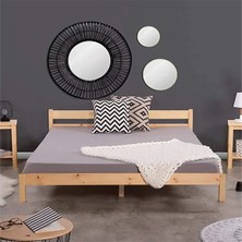 Loolpi Home Palet Yatak Doğal Ahşap Başlıklı Karyola