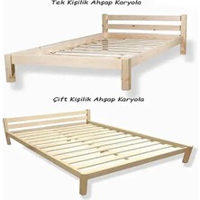 Loolpi Home Palet Yatak Doğal Ahşap Başlıklı Karyola