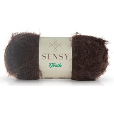 Sensy Premium Touch El Örgü Ipi Bluz Hırka Ipi Kürk Görünümlü Ip Atkı Peluş Oyuncak Ipi Kahverengi