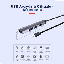 Dm CHB057 USB Type-C To 4 Portlu 3*usb 2.0 1*usb 3.0 Hub Çoklayıcı 1 Metre