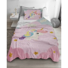 Bebişim Halı Sevimli Unicorn Desenli Tek Kişilik Pike ( Yastık Kılıflı )
