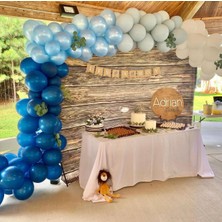 Eğlence Marketi Metalik Lacivert Açık Mavi Pastel Gri Beyaz Balon Zinciri 100 Adet