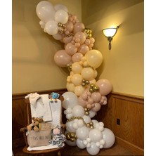 Eğlence Marketi Krom Gold Çöl Kumu Sütlü Kahve ve Beyaz Balon Zinciri 100 Adet