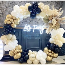 Eğlence Marketi Krom Gold Gece Mavisi Sütlü Kahve ve Beyaz Balon Zinciri 100 Adet