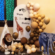 Eğlence Marketi Pastel Kahverengi Karamel ve Sütlü Kahve Balon Zinciri 100 Adet