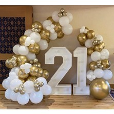 Eğlence Marketi Krom Gold Beyaz Balon Zinciri 100 Adet