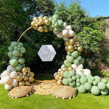 Eğlence Marketi Krom Gold Kış Yeşili ve  Ten Rengi Balon Zinciri 100 Adet