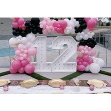 Eğlence Marketi Pastel Balon Zinciri Fuşya Siyah Beyaz Pembe