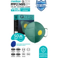 Medizer Qzer Yeşil 5 Katlı Ventilli Ffp2 Nr N95 Maske