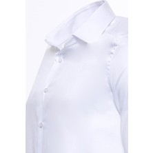 Wessi Pamuk Saten Beyaz Slim Fit Düz Beyaz Slim Fit Gömlek