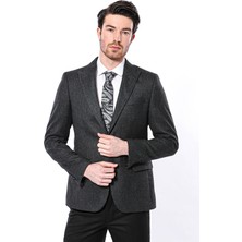Wessi Sivri Yaka Tek Düğme Füme Slim Fit Ceket  Wessi