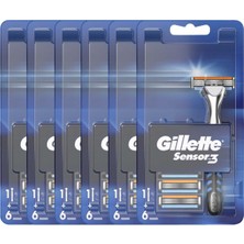 Gillette Sensor 3 Mak + 6'lı Bıçak x 6 Adet