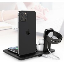 Coofbe 4in1 Masaüstü Şarj Standı 15W Kablosuz Şarj Standı Apple iPhone Şarj Iwatch Airpods Pro Şarj Stand