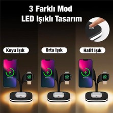 Coofbe Super Şarj  5in1 Masaüstü Şarj Standı ve Gece Lambası Apple iPhone 12 13 14 Pro Max Şarj Standı LED Işıklı