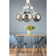 Begüsa Delf 3'lü Avize Beyaz Füme Cam