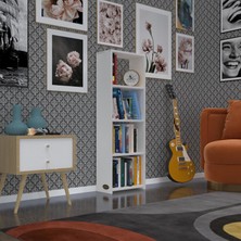 Kenzlife kitaplık süper ga 120*40*19 byz 4 katlı tek bölme ofis mutfak banyo dolabı arkalıksız