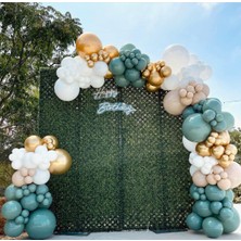 Eğlence Marketi Krom Gold Okaliptus Sütlü Kahve ve Beyaz Balon Zinciri 100 Adet