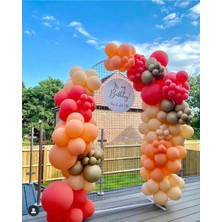 Eğlence Marketi Krom Gold Pastel Somon Ten Rengi ve Kırmızı Balon Zinciri 100 Adet