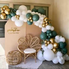 Eğlence Marketi Krom Gold Adaçayı ve Pastel Beyaz Balon Zinciri 100 Adet