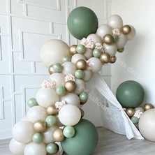 Eğlence Marketi Krom Gold Kış Yeşili ve Deniz Kumu  Balon Zinciri 100 Adet
