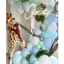 Eğlence Marketi Krom Gümüş Pastel Beyaz Mint Yeşili ve Mavi Balon Zinciri 100 Adet