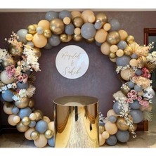 Eğlence Marketi Krom Gold Pastel Ten Rengi ve Gri Balon Zinciri 100 Adet