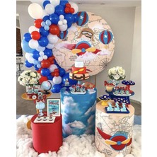 Eğlence Marketi Pastel Koyu Mavi Açık Mavi Kırmızı ve Beyaz Balon Zinciri 100 Adet