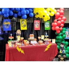 Eğlence Marketi Sarı Kırmızı Mavi Yeşil Siyah Balon Zincir Hogwarts Binaları Konseptli Balon Zincir