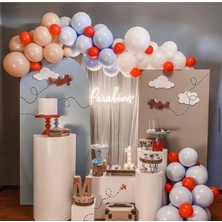 Eğlence Marketi Pastel Beyaz Gri Somon Kırmızı Mavi Balon Zinciri 100 Adet