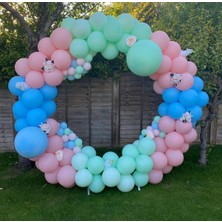 Eğlence Marketi Makaron Pembe Mavi Mint Yeşili Balon Zinciri 100 Adet
