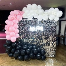 Eğlence Marketi Pastel Siyah Beyaz Pembe Balon Zinciri 100 Adet