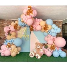 Eğlence Marketi Pastel Makaron Pembe Mavi ve Somon Balon Zinciri 100 Adet