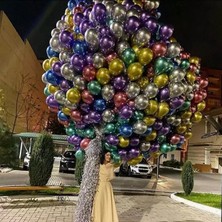 Eğlence Marketi Karışık Renkli Krom Balon 100 Adet