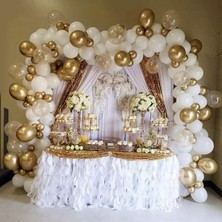 Eğlence Marketi Krom Gold Beyaz ve Şeffaf Gold Konfetili Balon Zinciri 100 Adet