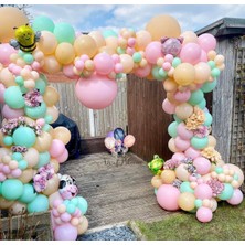 Eğlence Marketi Pastel Soft Makaron Balon Pembe Somon Mint Yeşili Balon Zinciri 150 Adet