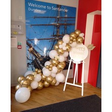 Eğlence Marketi Pastel Beyaz ve Gold Krom Balon Zinciri 100 Adet