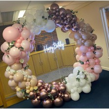 Eğlence Marketi Krom Pembe Pastel Pembe Ten Rengi ve Beyaz Balon Zinciri 100 Adet